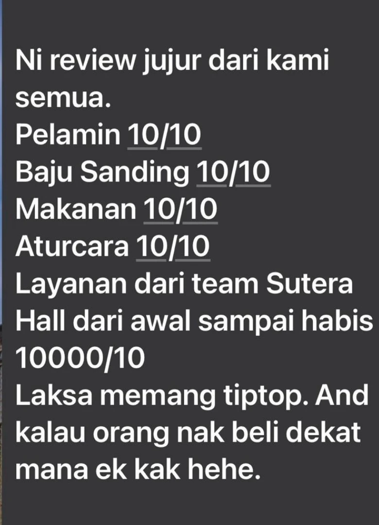feedback dewan kahwin ipoh